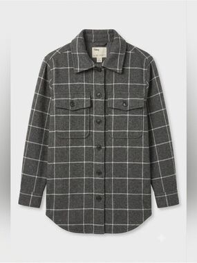 Tilley Grey Check Wool Blend Women's Utility Jacket Shacket, Size Small, NWT